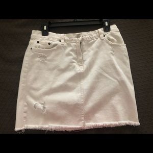 J Crew white denim skirt. Higher waisted. Includes worn in look. Size 6.